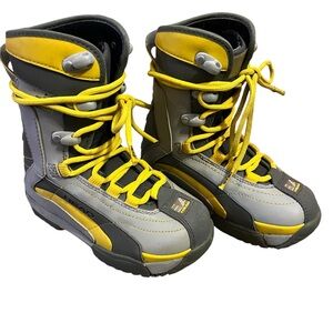 HEAD Juniors Size 1 Blax Tech Snowboarding Boots Kids Grey and Yellow Used